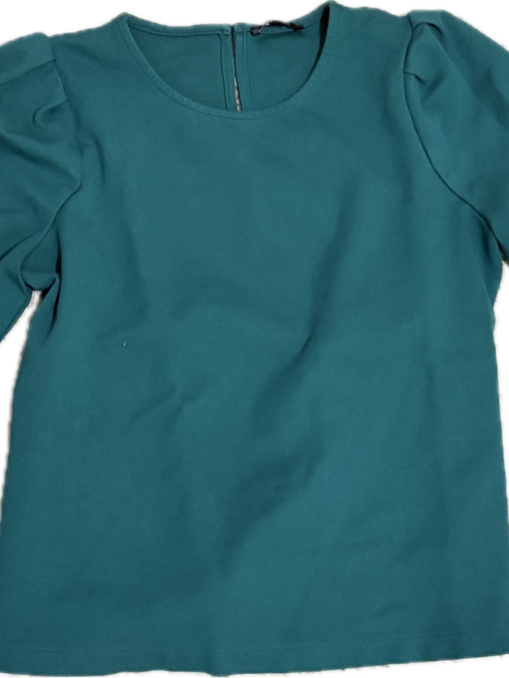 J. Crew Teal Puff Sleeve Top Size Small